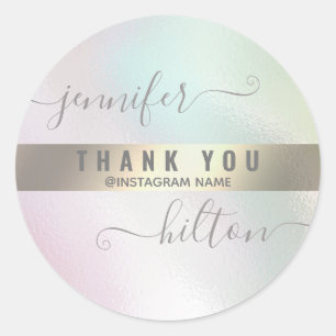 Sticker Rond typographie Merci minimaliste feuille d'or
