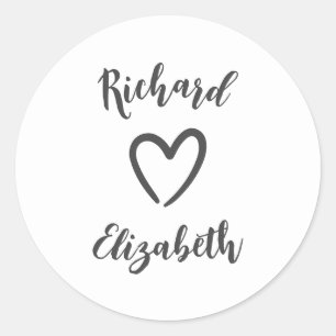 Sticker Rond Typographie minimale Nettoyer le Mariage moderne