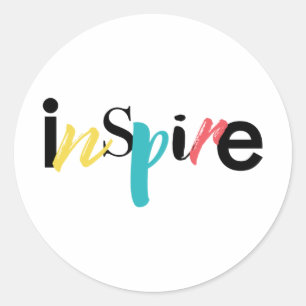 Sticker Rond Typographie moderne, créative et joyeuse d'Inspire