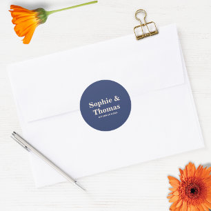 Sticker Rond Typographie moderne Gras Mariage Marine Bleu