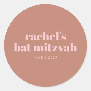 Sticker Rond Typographie moderne Gras Terracotta Bat mitzvah ro