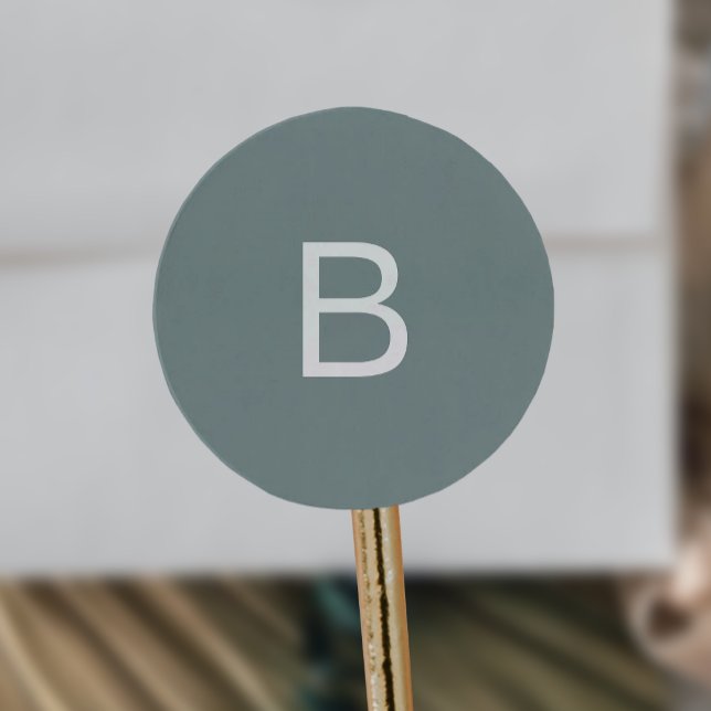 Sticker Rond Typographie moderne Sage Monogramme Enveloppe Phoq (Créateur téléchargé)