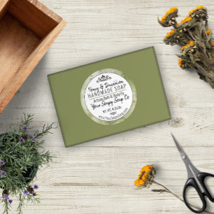 Sticker Rond Typographie moderne Soap artisanal Vert Aquarelle
