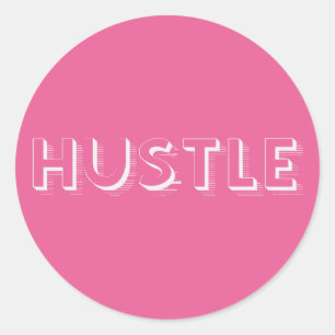 Sticker Rond Typographie moderne White Hustle