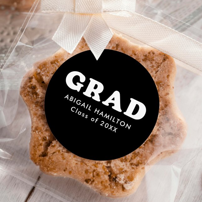 Sticker Rond Typographie noir et blanc (Créateur téléchargé)