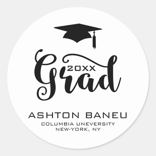 Sticker Rond Typographie Noire moderne - Graduation (Devant)