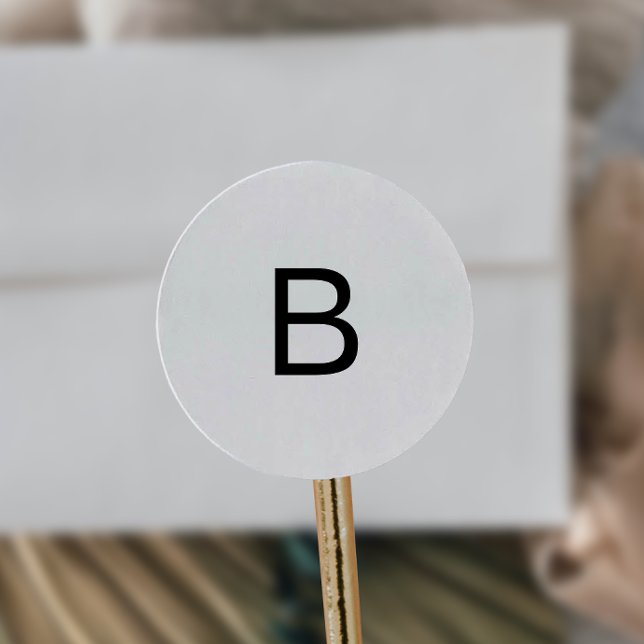 Sticker Rond Typographie Noire moderne Monogramme Enveloppe Pho (Créateur téléchargé)