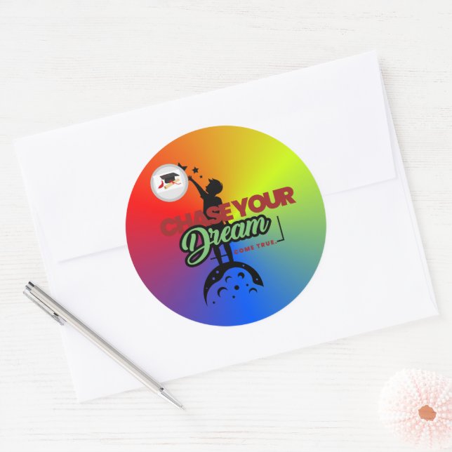 Sticker Rond typographie noire verte (Enveloppe)