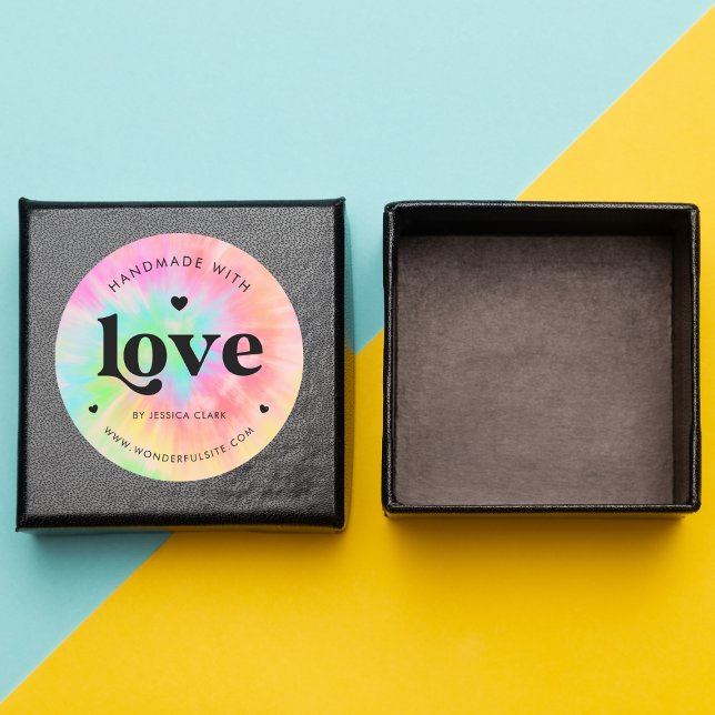 Sticker Rond Typographie rétro faite à la main avec Love Heart  (Créateur téléchargé)