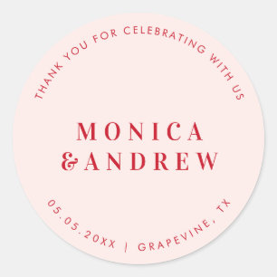 Sticker Rond Typographie rétro gras minimaliste Merci Mariage