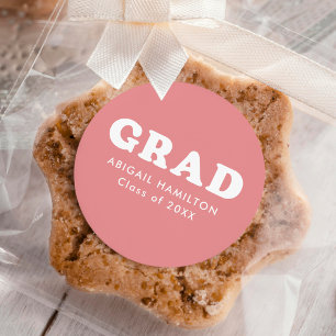 Sticker Rond Typographie rétro Pink Graduation