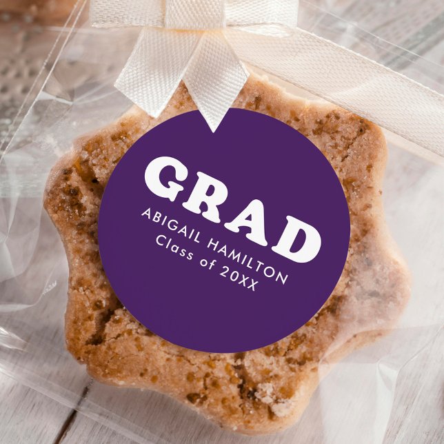 Sticker Rond Typographie rétro Purple Graduation (Créateur téléchargé)