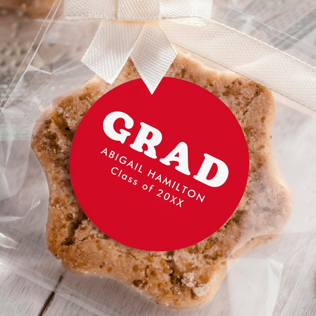 Sticker Rond Typographie rouge et blanche (Créateur téléchargé)