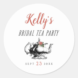 Sticker Rond Typographie vintage Tea Party nuptiale Favoriser l