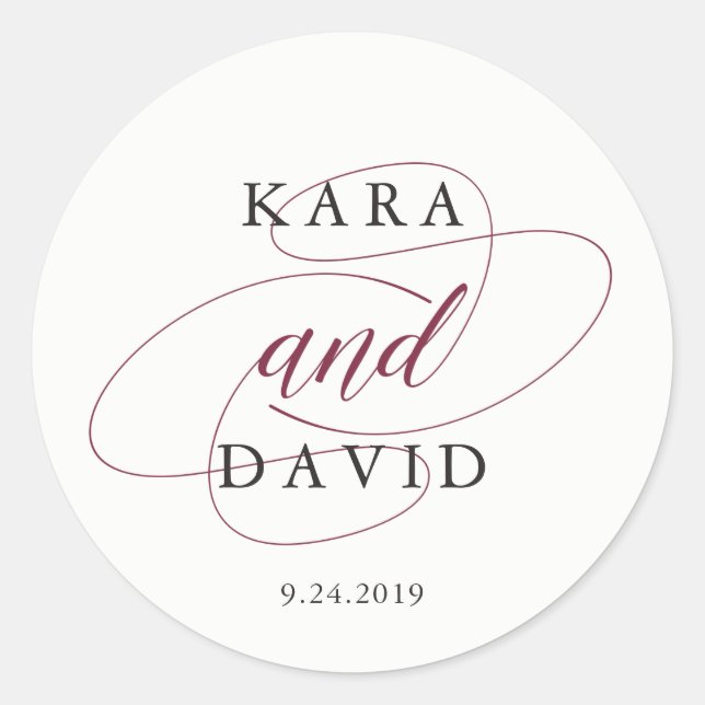 Sticker Rond Typologie élégante | Marsala Mariage (Devant)