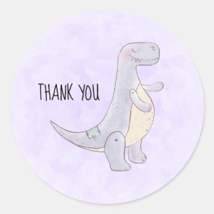 Sticker Rond Tyrannosaurus gris mou Merci de jouet Rex Dinosaur