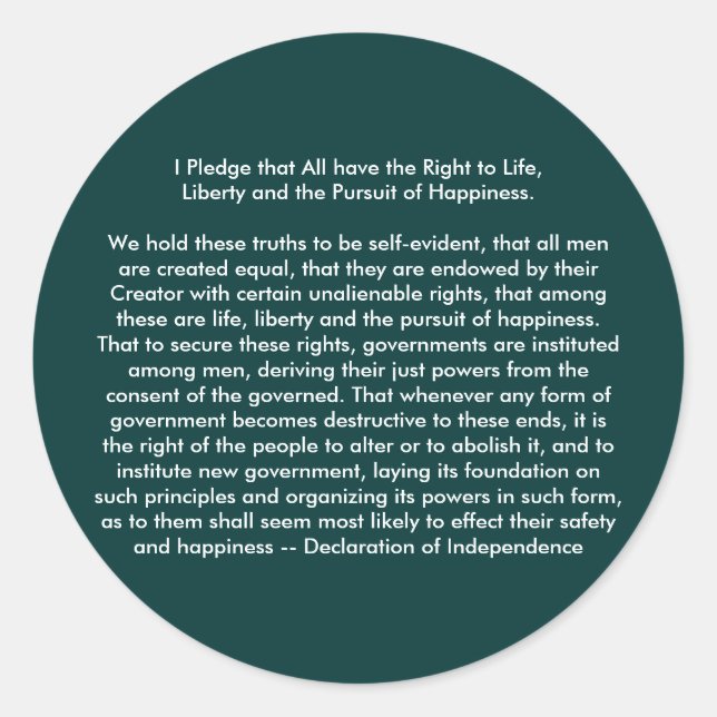 Sticker Rond ! ! U Créer une déclaration d'indépendance (Devant)