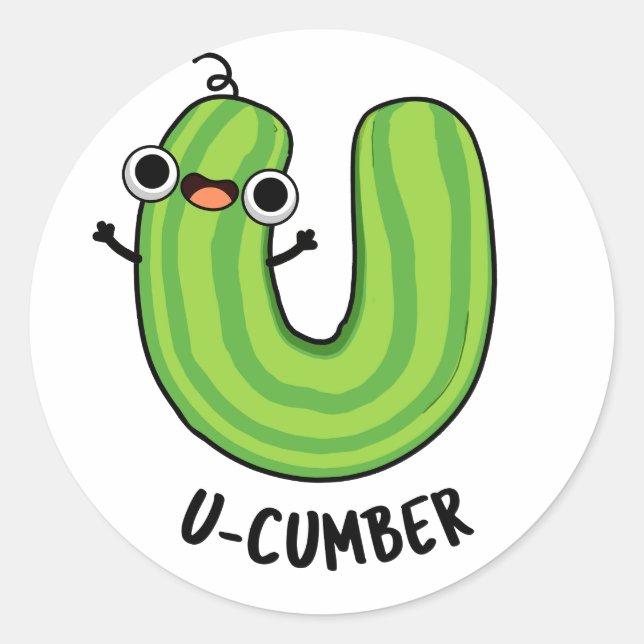 Sticker Rond U-cumber Funny Concomber Pun (Devant)