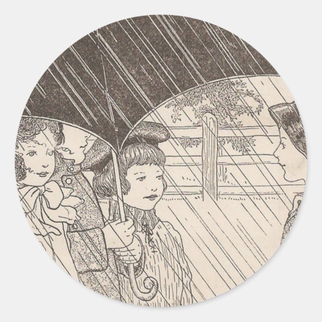 Sticker Rond U est pour parapluie (Devant)