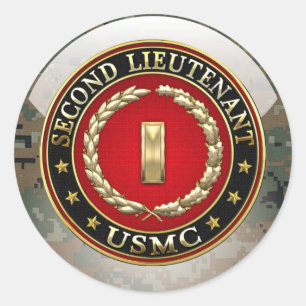 Sticker Rond U.S. Marines : Deuxième lieutenant (usmc 2ndLt)