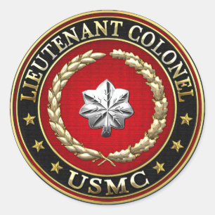 Sticker Rond U.S. Marines : Lieutenant-colonel (USMC LtCol) [3D