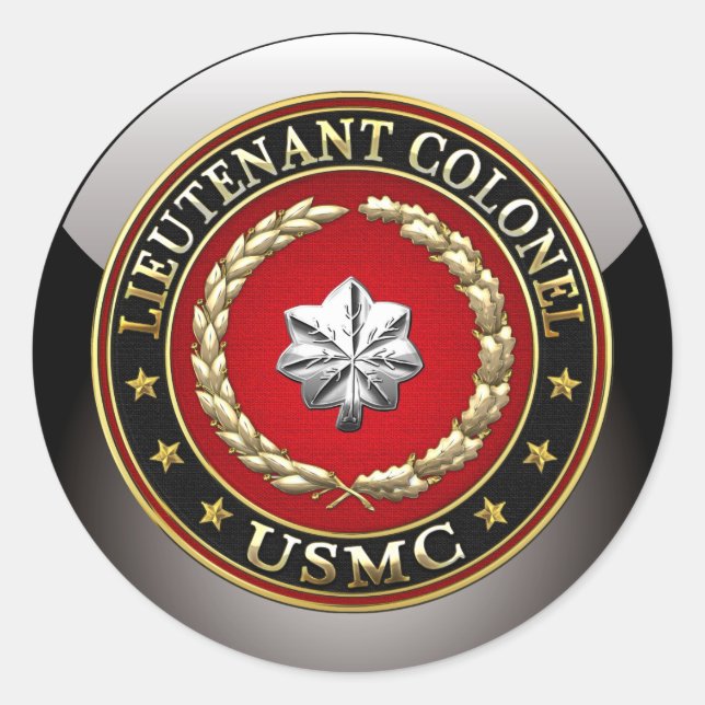 Sticker Rond U.S. Marines : Lieutenant-colonel (USMC LtCol) [3D (Devant)