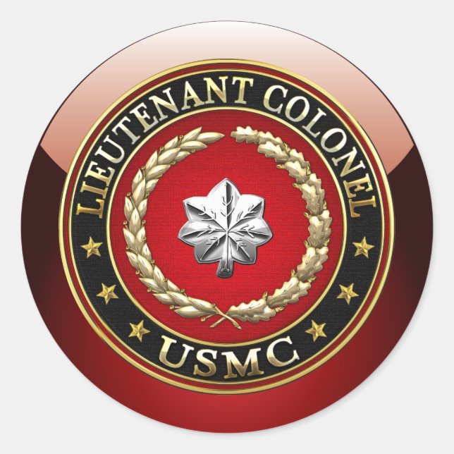 Sticker Rond U.S. Marines : Lieutenant-colonel (USMC LtCol) [3D (Devant)