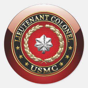 Sticker Rond U.S. Marines : Lieutenant-colonel (USMC LtCol) [3D