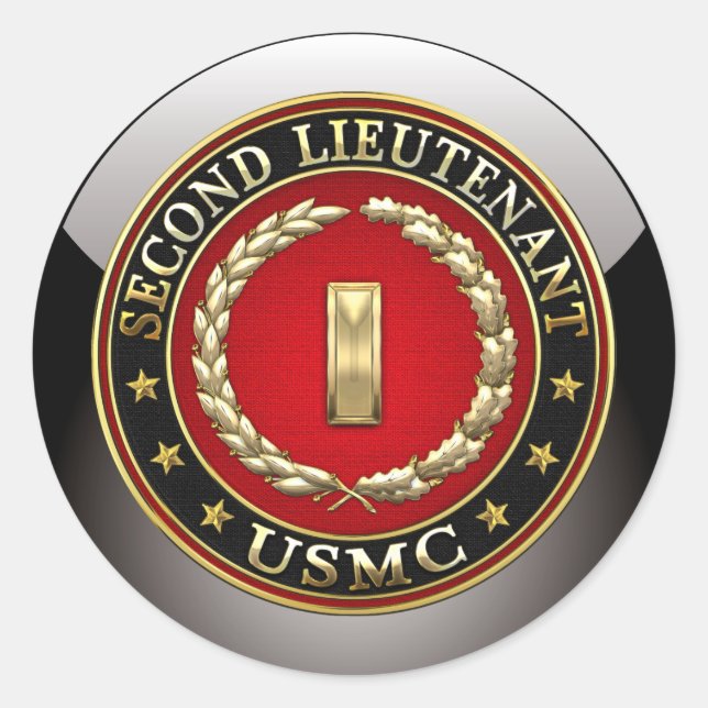 Sticker Rond U.S. Marines: second lieutenant (USMC 2ndLt) [3D] (Devant)