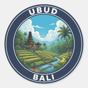 Sticker Rond Ubud Bali Indonésie Voyage