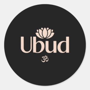 Sticker Rond Ubud Li Aum Om Fleur de Lotus Méditation Spirituel