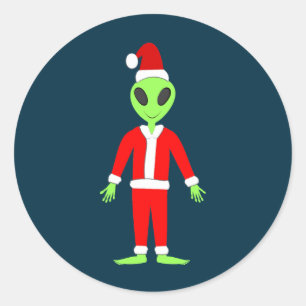 Sticker Rond UFO Ho Ho Père alien de Noël
