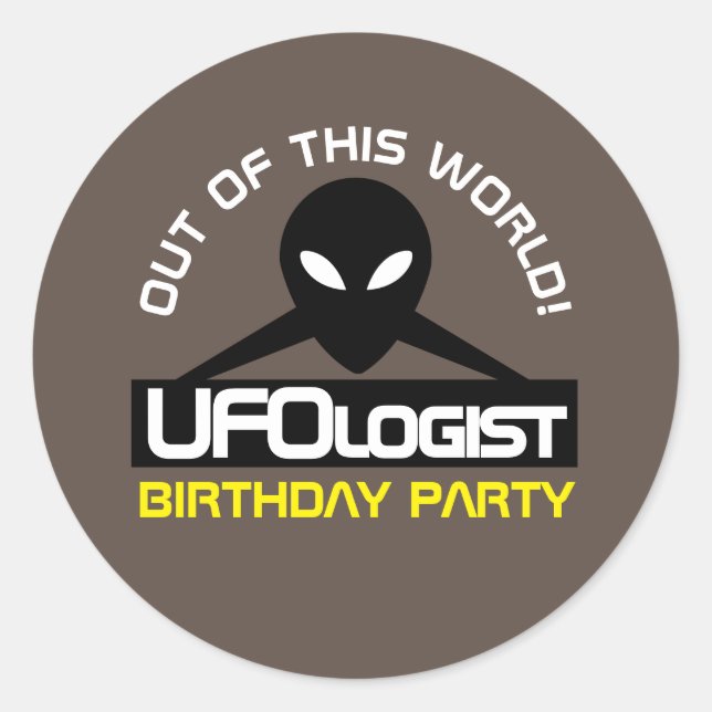 Sticker Rond UFOlogist Party, Anniversaire (Devant)