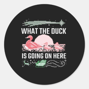 Sticker Rond Ugly Christmas - What The Duck