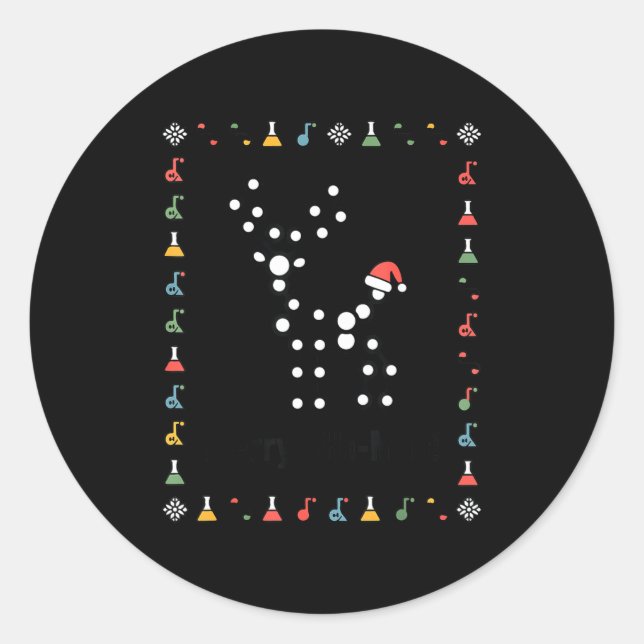 Sticker Rond Ugly Sweater Science Christmas Chemistry Teacher M (Devant)