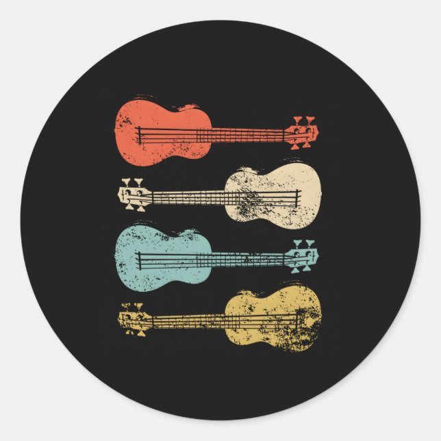 Sticker Rond Uke hawaïen Ukulele Colorée Eapple (Devant)