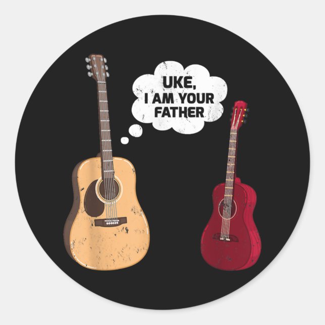 Sticker Rond Uke Je Suis Ton Père Funny Ukulele Guitare Musique (Devant)