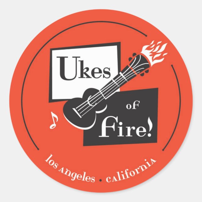 Sticker Rond Ukes of Fire ! Los Angeles (Devant)