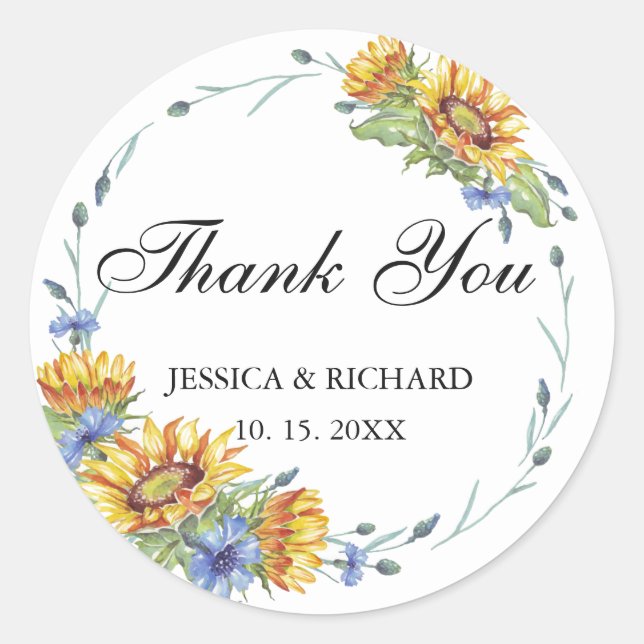 Sticker Rond Ukraine Aquarelle Mariage classique rond autocolla (Devant)