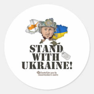 Sticker Rond Ukraine Chypre Drapeaux Selenskyj Soutenez l'Ukrai