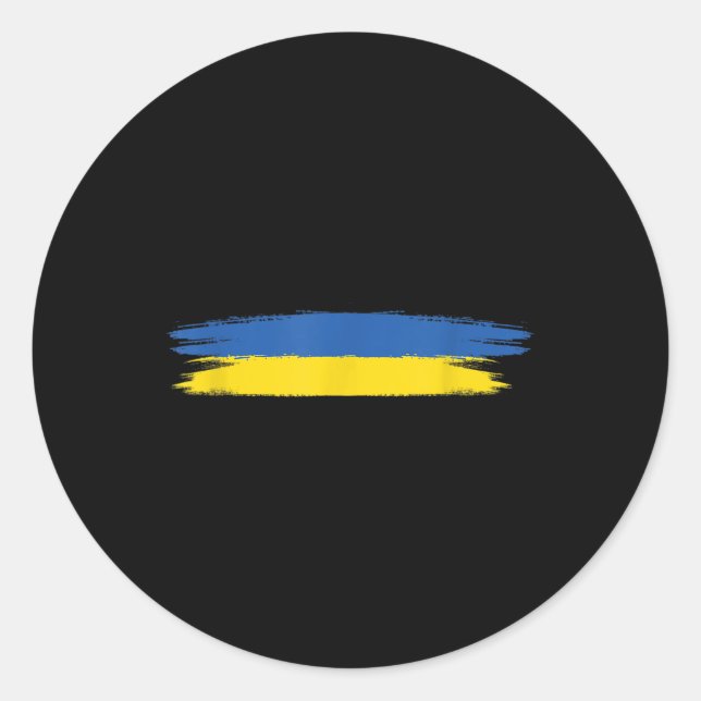 Sticker Rond Ukraine Drapeau Avec Couleurs Bleu Et Jaune _ Pas  (Devant)