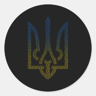 Sticker Rond Ukraine Drapeau Et Trident Ukraine