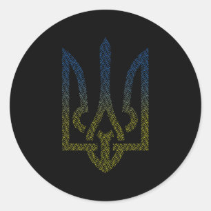 Sticker Rond Ukraine Drapeau Et Trident Ukraine