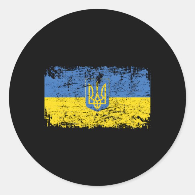 Sticker Rond Ukraine Drapeau Ukraine (Devant)