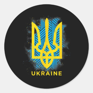 Sticker Rond Ukraine Flag Symbol Love Peace And Good Luck