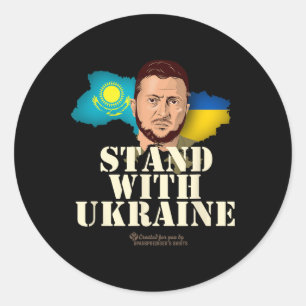 Sticker Rond Ukraine Kazakhstan Volodymyr Zelensky Soutenez U