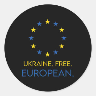 Sticker Rond Ukraine. Libre. Européenne. - Soutenir l'Avenir En