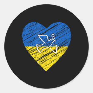 Sticker Rond Ukraine Paix Dove Love Stop War Conflict