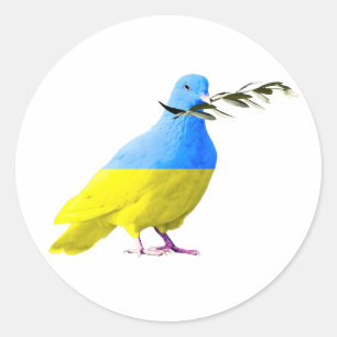 Sticker Rond Ukraine - Peace Dove - drapeau ukrainien - Paix