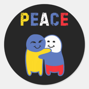Sticker Rond Ukraine Russie Paix Ukraine Pas de Guerre